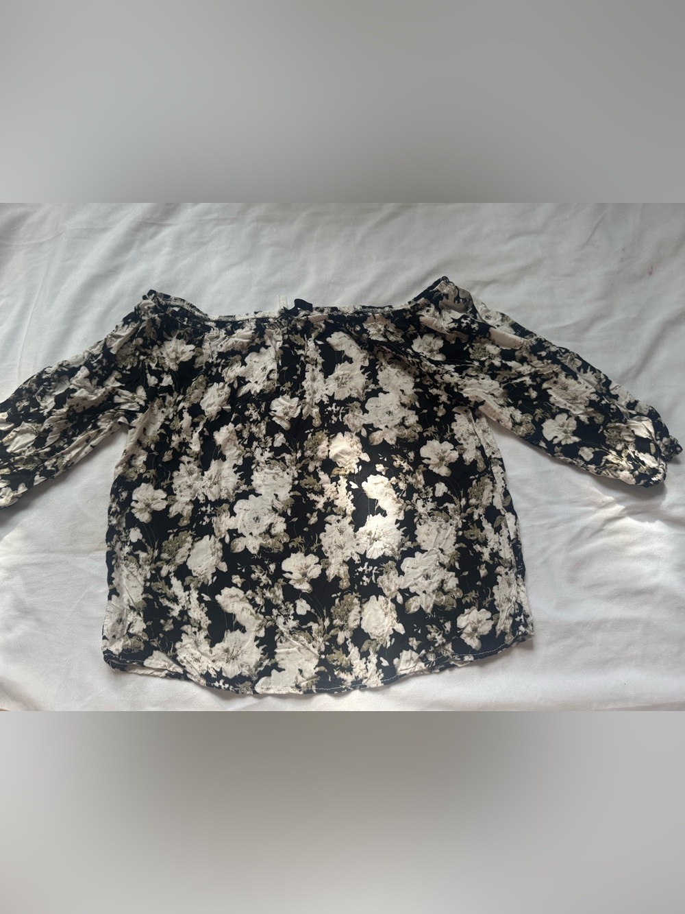 Black Floral Off-Shoulder Women's Top